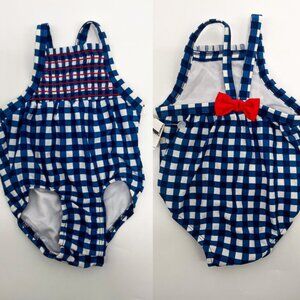 Cat & Jack Plaid Bow Baby Infant Girl Swimsuit One Piece Bathing Suit 6-9 months